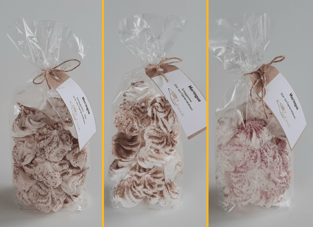 Meringue  (Schoggipulver-Chilli oder Schoggi nach Zufallsprinzip, CHF 6.20)